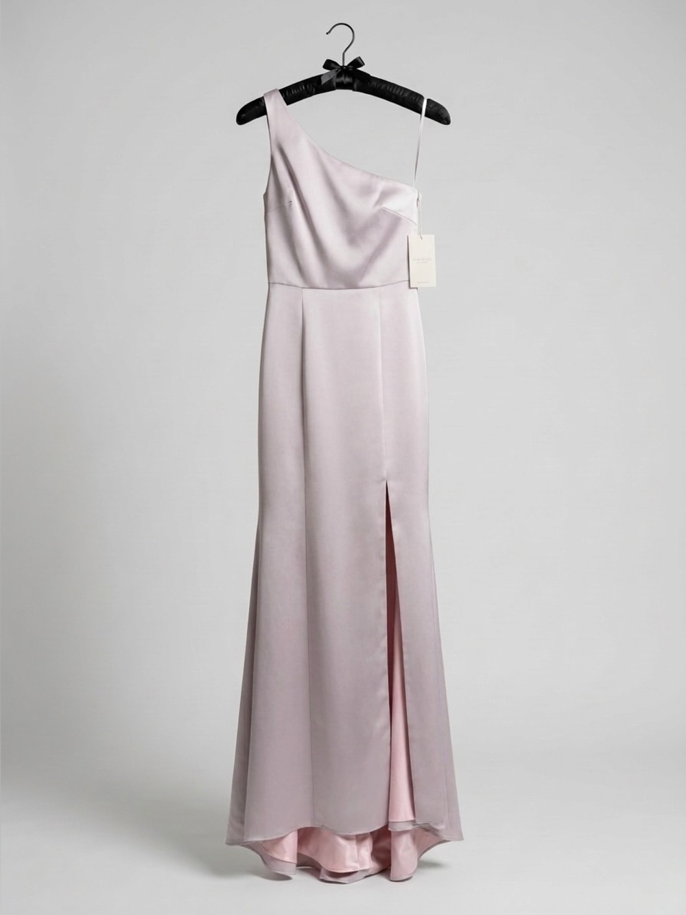 AMSALE Champagne Fluid Satin One-Shoulder Gown -Size 2 - NWT